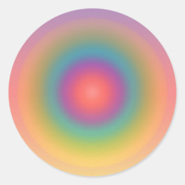 レインボーカラフル同心円宇宙 ラウンドシール