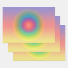 レインボーカラフル同心円宇宙 ラッピングペーパーシート