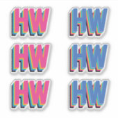 レインボーカラフル名門私立校風のカラーイニシャル シール (正面)