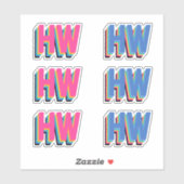 レインボーカラフル名門私立校風のカラーイニシャル シール (シート)