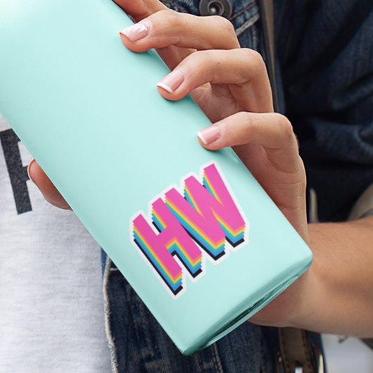 レインボーカラフル名門私立校風のカラーイニシャル シール