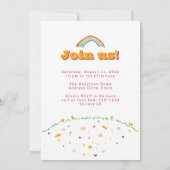 レインボーカラフル子供の誕生日おもしろい 招待状 (裏面)