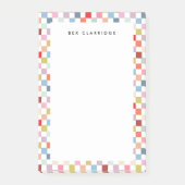 レインボーカラフル市松模様にパーソナライズされたン ポストイット (正面)