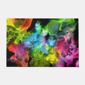レインボーカラフル抽象芸術水彩インク ドアマット (正面)