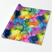 レインボーカラフル抽象芸術水彩 ラッピングペーパー (アンロールド)
