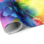 レインボーカラフル抽象芸術水彩 ラッピングペーパー (ロールコーナー)