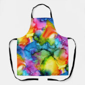 レインボーカラフル抽象芸術絞り染め エプロン (正面)
