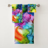 レインボーカラフル抽象芸術絞り染め バスタオルセット (インサイチュ)