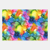 レインボーカラフル抽象芸術絞り染め ラッピングペーパーシート (正面)