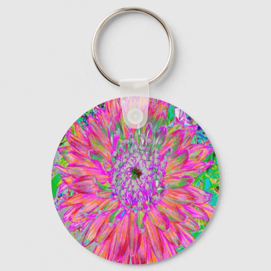 レインボーカラフル抽象芸術装飾花 キーホルダー (正面)