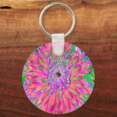 レインボーカラフル抽象芸術装飾花 キーホルダー (正面)