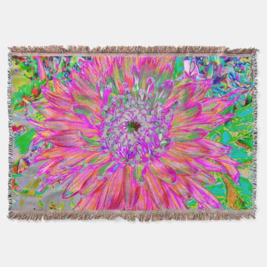 レインボーカラフル抽象芸術装飾花 スローブランケット (正面)