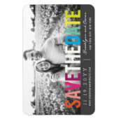 レインボーカラフル文字モダン写真Save The Date マグネット (縦)
