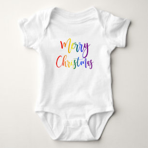 レインボーカラフル文字LGBTQゲイプライドクリスマス ベビーボディスーツ