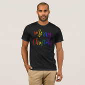 レインボーカラフル文字LGBTQゲイプライドクリスマス Tシャツ (正面フル)
