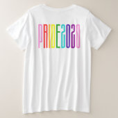 レインボーカラフル文字LGBTQゲイプライド2020 プラスサイズTシャツ (デザイン裏面)