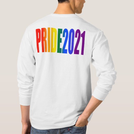 レインボーカラフル文字LGBTQゲイプライド2021 Tシャツ (裏面)