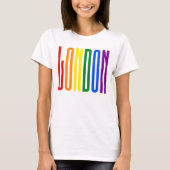 レインボーカラフル文字LGBTQロンドンゲイプライドLGBT Tシャツ (正面)