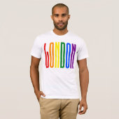 レインボーカラフル文字LGBTQロンドンゲイプライドLGBT Tシャツ (正面フル)