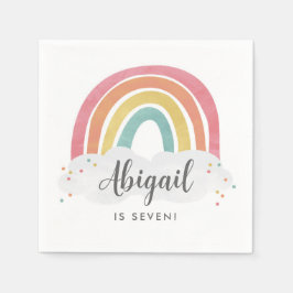 レインボーカラフル書道子供の誕生日 スタンダードカクテルナプキン