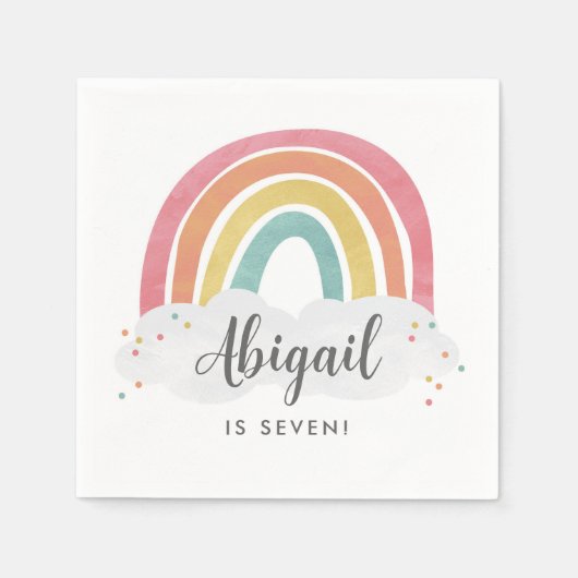 レインボーカラフル書道子供の誕生日 スタンダードカクテルナプキン (正面)