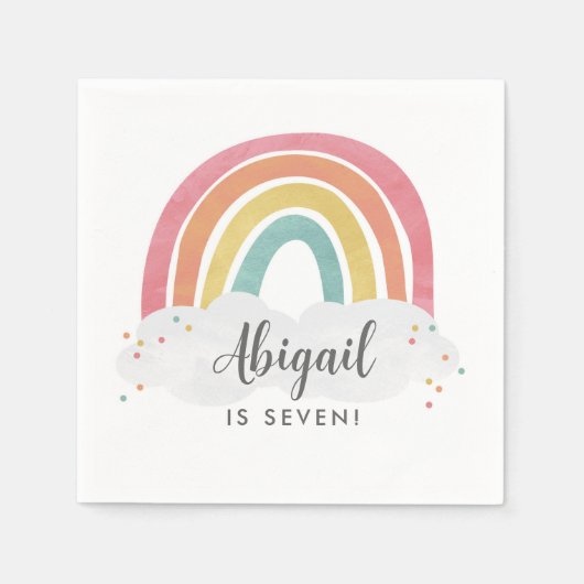 レインボーカラフル書道子供の誕生日 スタンダードカクテルナプキン (正面)