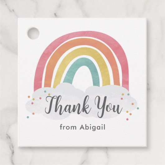 レインボーカラフル書道子供の誕生日 フェイバータグ (正面)