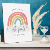 レインボーカラフル書道子供の誕生日 フォトプラーク (側面)