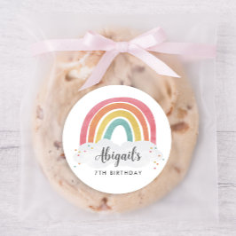 レインボーカラフル書道子供の誕生日 ラウンドシール