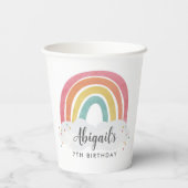 レインボーカラフル書道子供の誕生日 紙コップ (裏面)