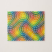 レインボーカラフル格子模様 ジグソーパズル (横)