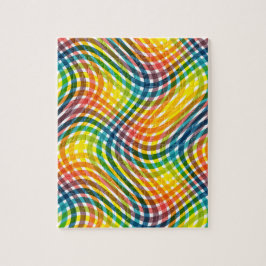 レインボーカラフル格子模様 ジグソーパズル