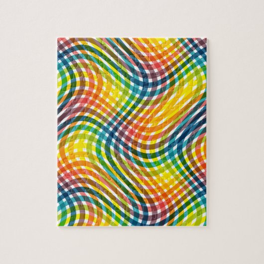 レインボーカラフル格子模様 ジグソーパズル (縦)