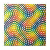 レインボーカラフル格子模様 タイル (正面)