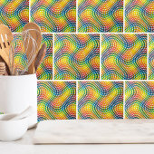 レインボーカラフル格子模様 タイル