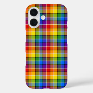 レインボーカラフル格子模様 iPhone 16ケース