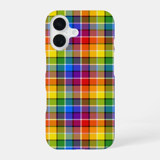 レインボーカラフル格子模様 iPhone 16ケース (裏面)