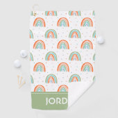 レインボーカラフル水玉模様パターン ゴルフタオル (インサイチュ)