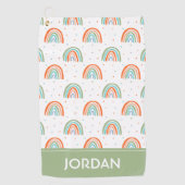 レインボーカラフル水玉模様パターン ゴルフタオル (正面)