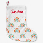 レインボーカラフル水玉模様パターン スモールクリスマスストッキング (正面)