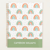 レインボーカラフル水玉模様パターン プランナー手帳 (正面)