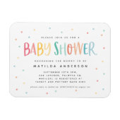 レインボーカラフル水玉模様ベビーシャワー招待 マグネット (横)