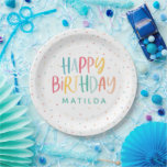 レインボーカラフル水玉模様誕生日 ペーパープレート<br><div class="desc">レインボーカラフル水玉模様誕生日パーティーデザイン。ベビーオス、メスまたは双子のパーティーデザインに最適。おもしろいと水玉模様を備えた明るいカラフルのデザインストライプで、このタイムレスなクラシックはあなたのパーティーを見て確かに良く見える。共編集デザインの一部。</div>