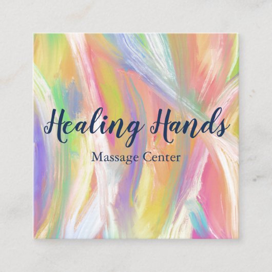 レインボーカラフル油絵を描 スクエア名刺 (正面)