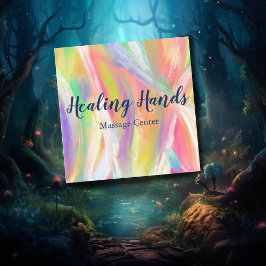 レインボーカラフル油絵を描 スクエア名刺