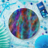 レインボーカラフル稲妻ストーム ペーパープレート (パーティー)