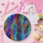 レインボーカラフル稲妻ストーム ペーパープレート (パーティー)