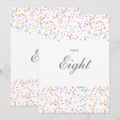 レインボーカラフル紙吹雪テーブル番号 招待状 (正面/裏面)