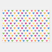 レインボーカラフル紙吹雪ドストライプットハートW ラッピングペーパーシート (正面3)