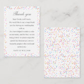 レインボーカラフル紙吹雪結婚ズ・サンキュー プレイスカード (正面/裏面)